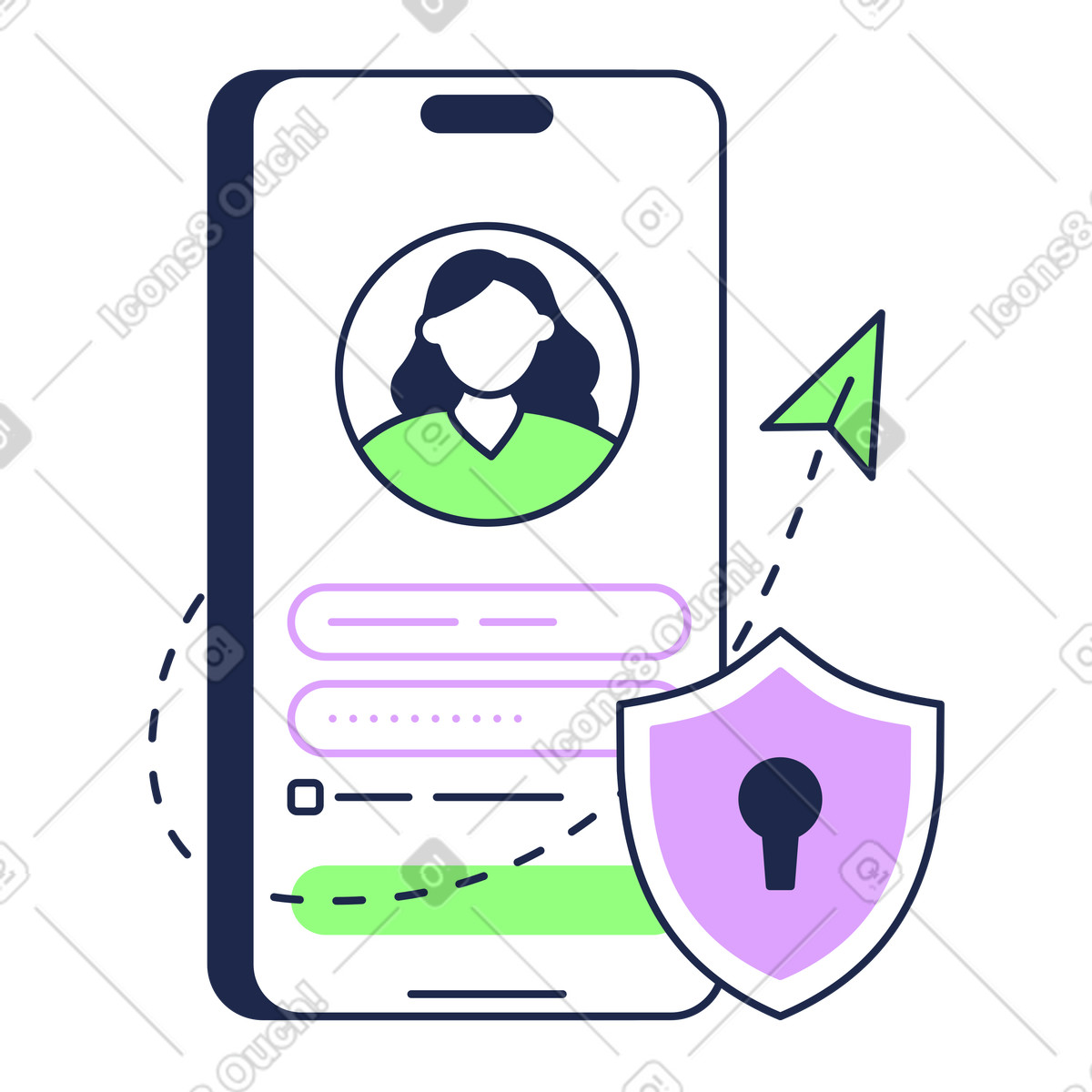 Illustration Connexion mobile via un appareil téléphonique dans le style Outline à télécharger aux formats PNG, SVG
