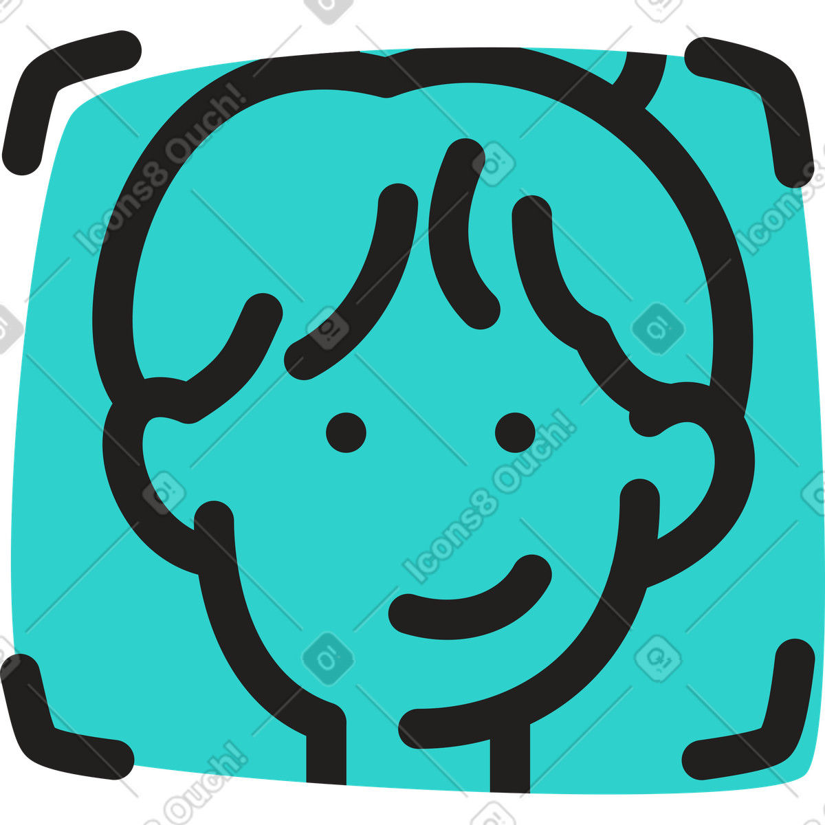 Volto femminile in cornice di riconoscimento illustrazione stile Little scarica PNG, SVG