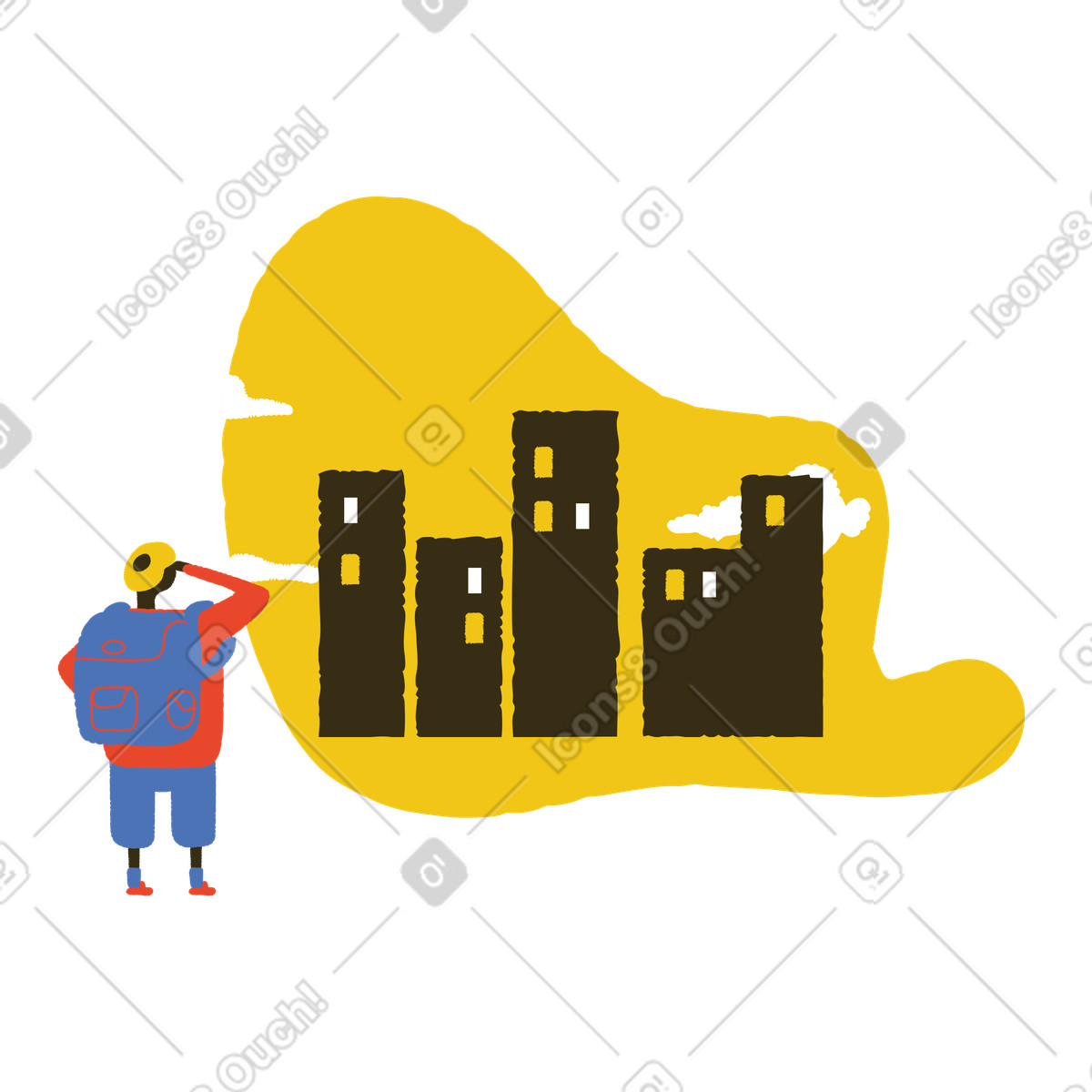 Illustration Déménager dans une nouvelle ville le style Bermuda à télécharger aux formats PNG, SVG