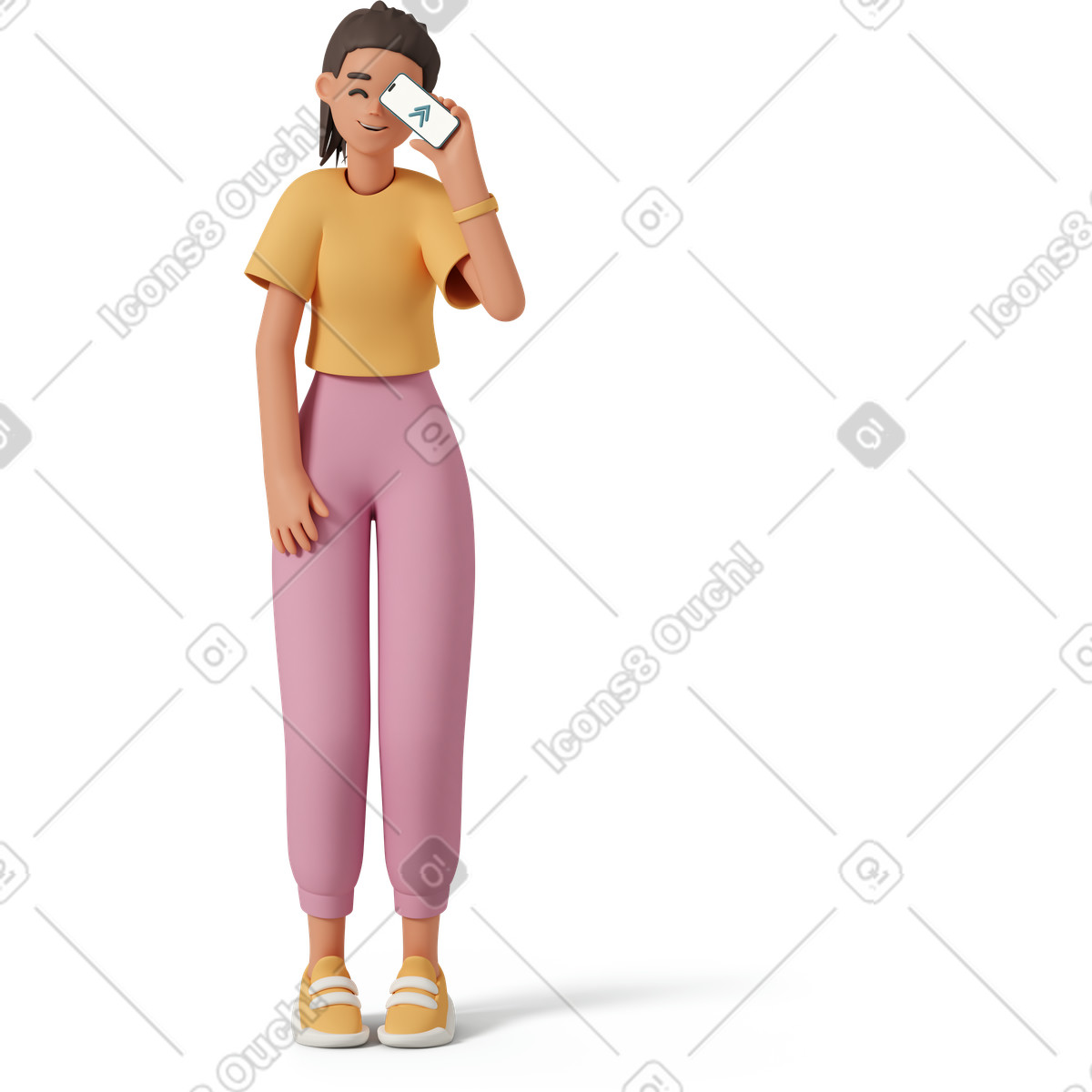 3D Casual life スタイルの Talking on smartphone, communication and connection のイラストをPNG、SVG形式でダウンロード
