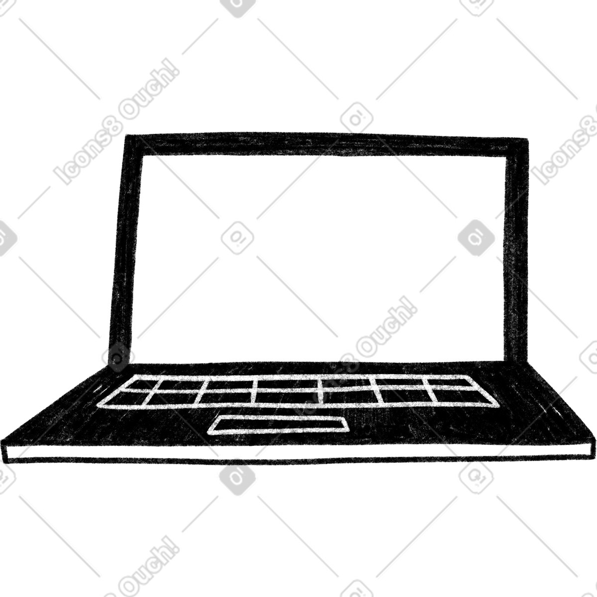 Black laptop with white keyboard illustration in Tutti style download in PNG, SVG