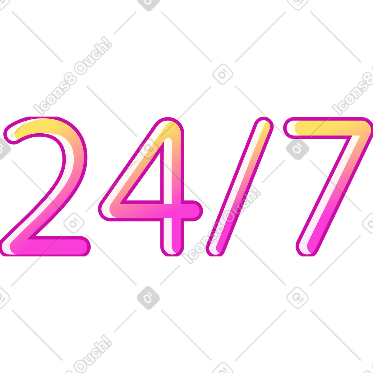Ilustração de 24 horas por dia em no estilo Rainbow para baixar em PNG, SVG