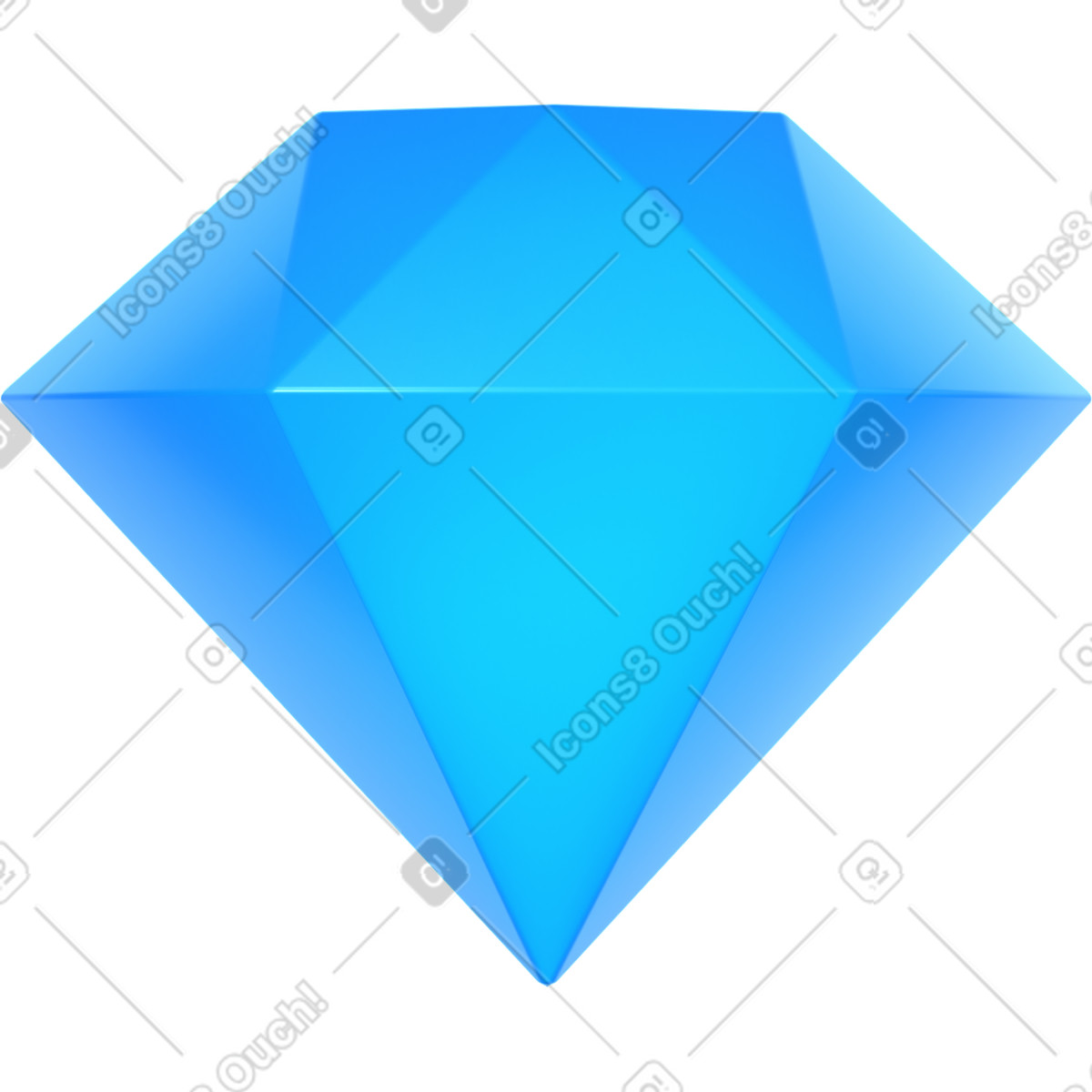 Diamante illustrazione in stile 3D Glassy scarica in PNG, SVG
