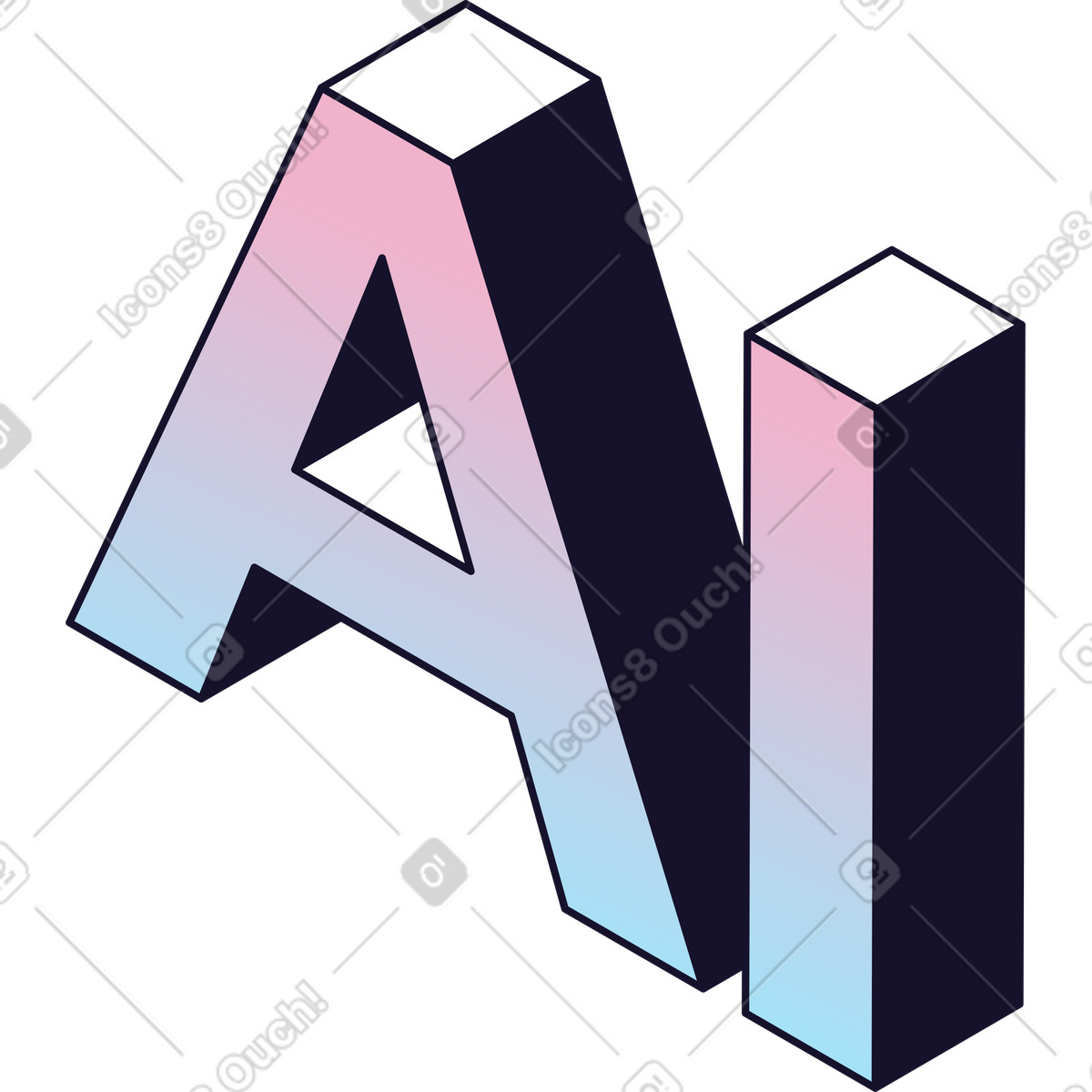 Ai letters illustration in PNG, SVG