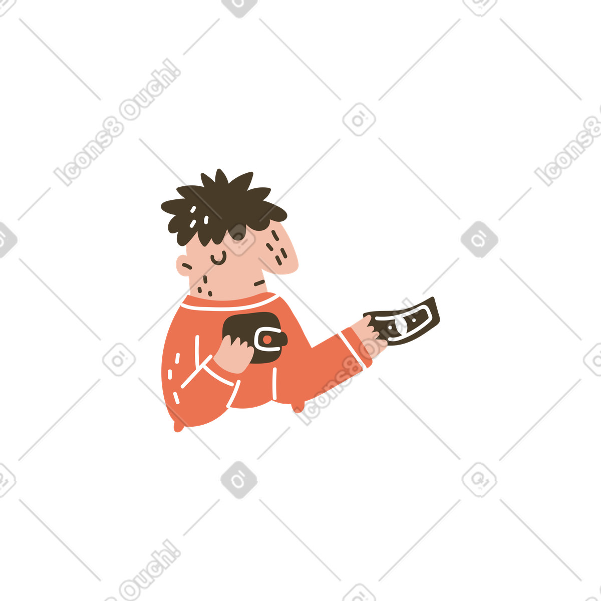 Illustration Homme tenant un portefeuille et billet de banque dans le style Karlsson à télécharger aux formats PNG, SVG
