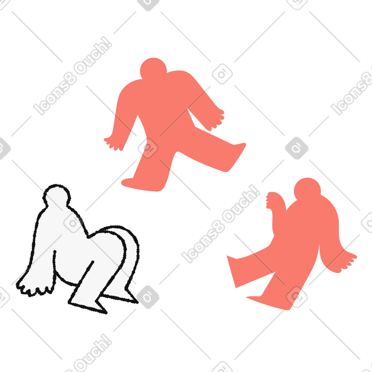 Ilustração de Characters abstract silhouettes dancing together in playful dynamic poses em no estilo Bold People para baixar em PNG, SVG