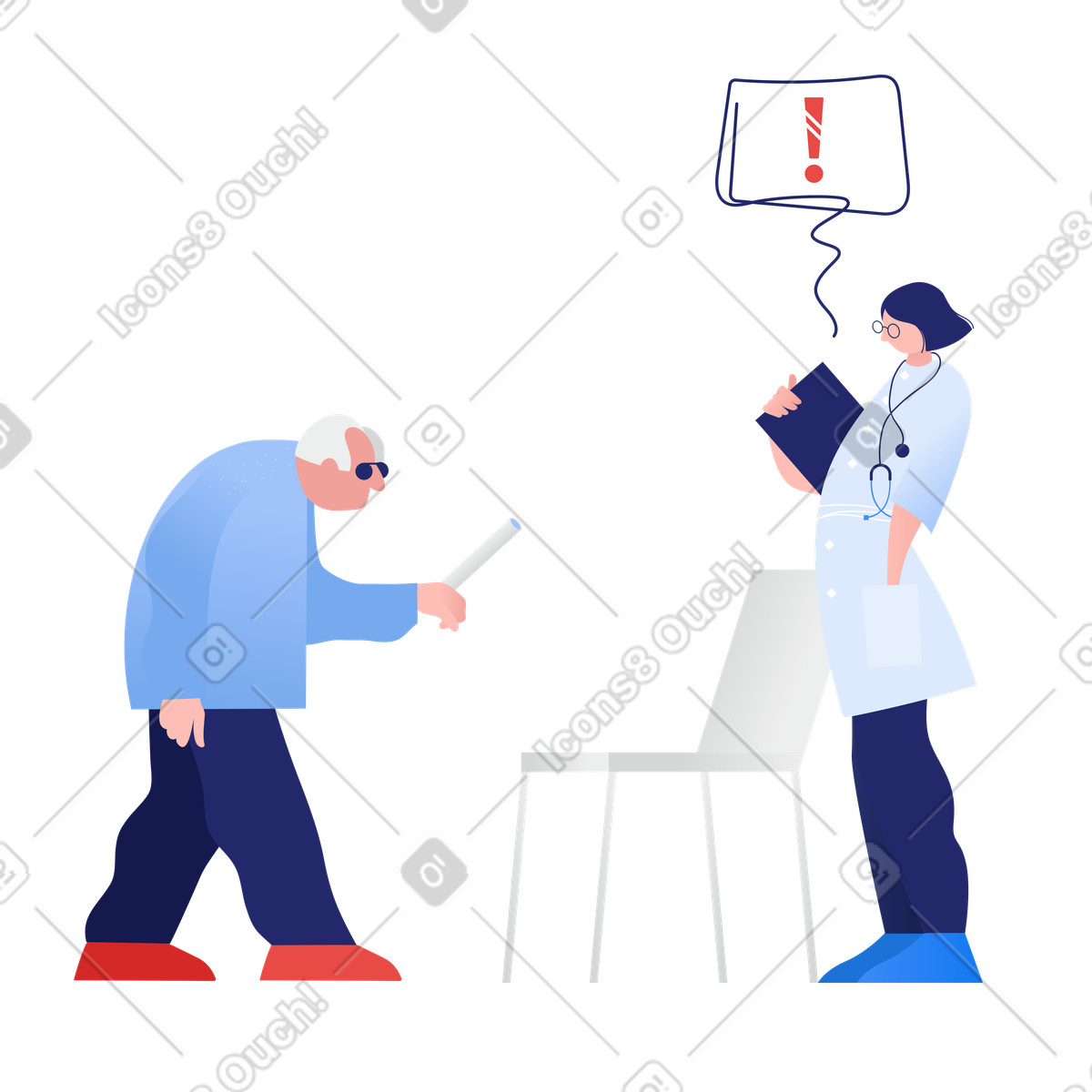 Arztbesuch-Illustration im Clip-Stil als Download in PNG, SVG