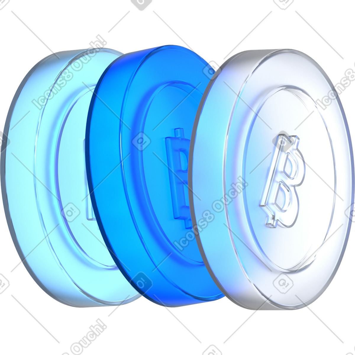 Bitcoins glass illustration in PNG, SVG