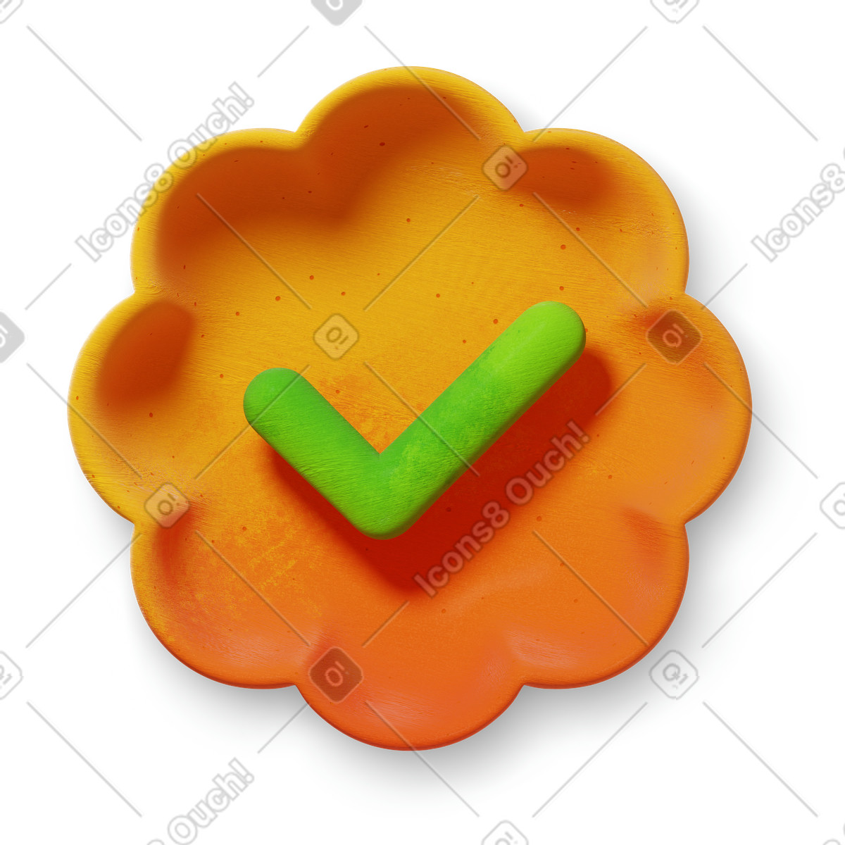 3D Microsoft Fluent illustration スタイルの Checkmark badge symbolizing verified account status and successful approval のイラストをPNG、SVG形式でダウンロード