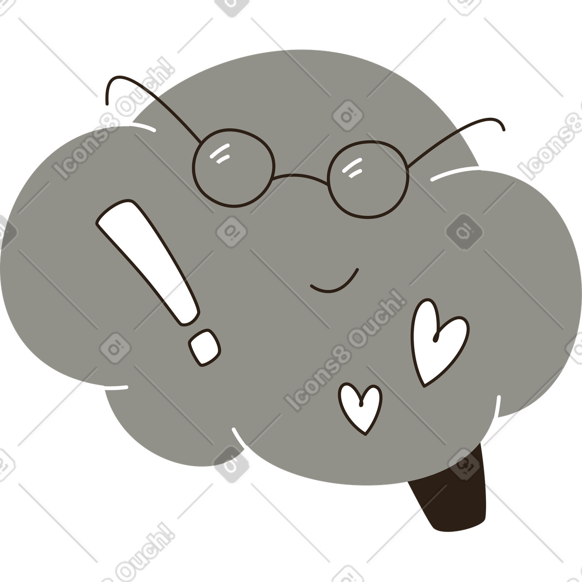 Illustration Cerveau avec des lunettes dans le style Plain à télécharger aux formats PNG, SVG