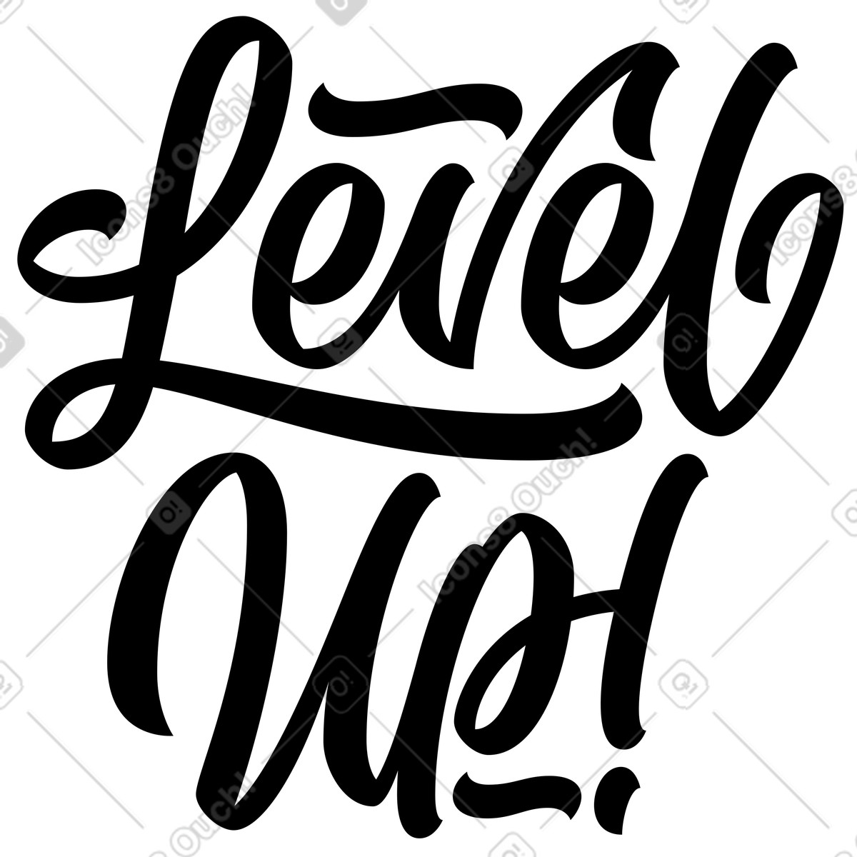 Schriftzug-level höher! text im kalligrafiestil-Illustration Lettering-Stil als Download in PNG, SVG