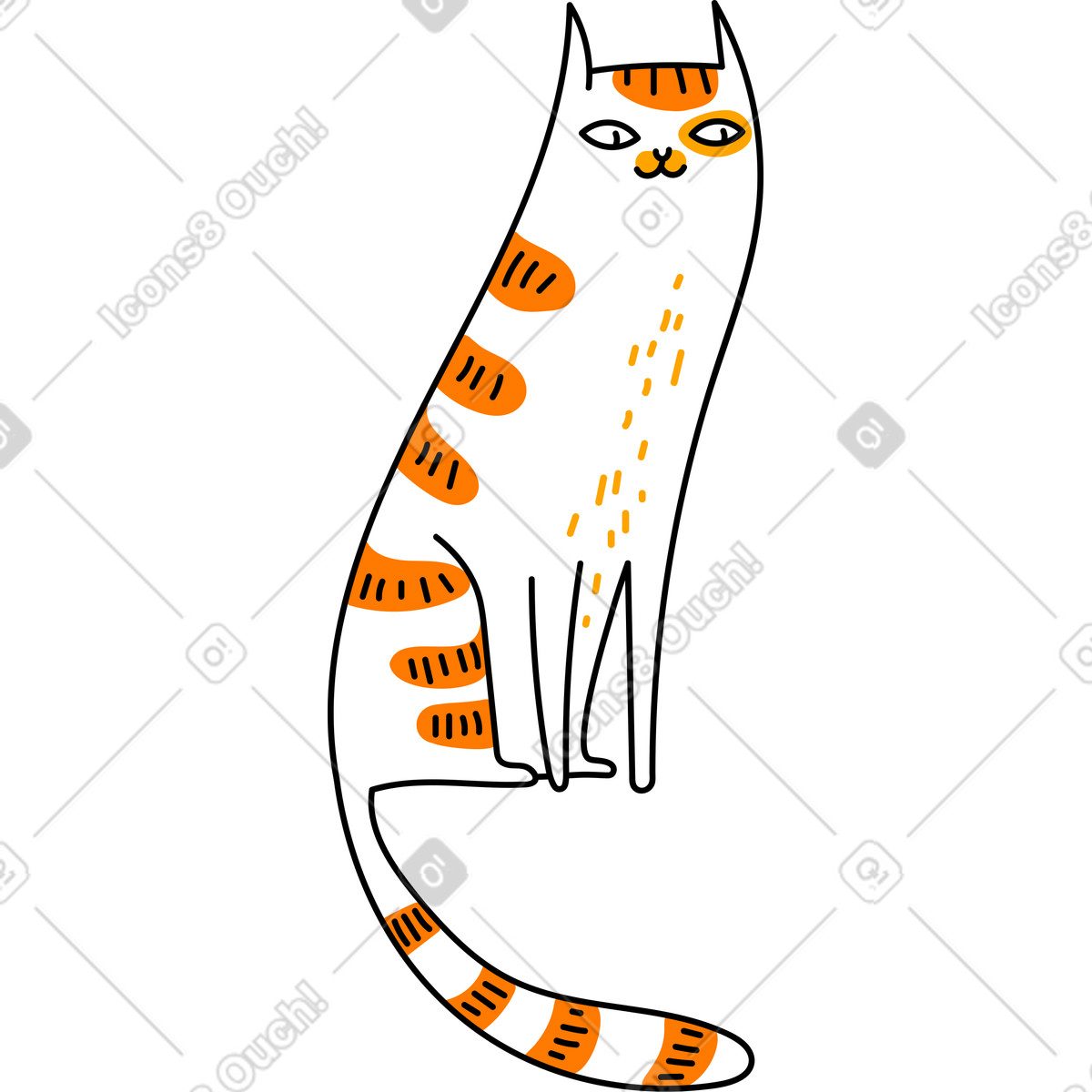 Sitting cat illustration in Purr style download in PNG, SVG