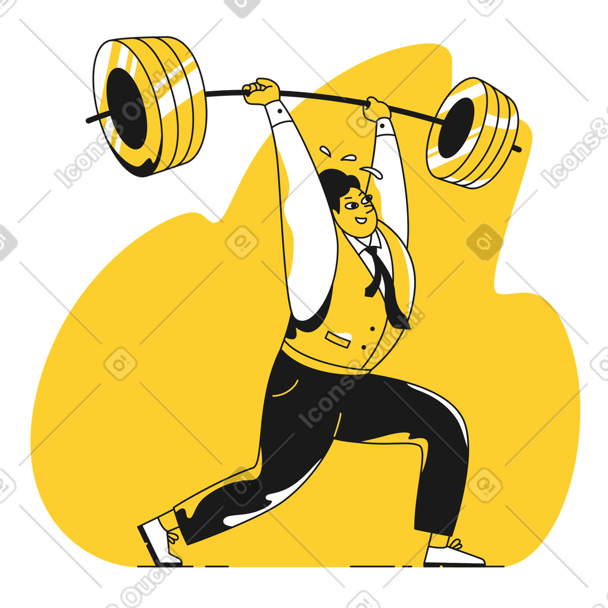 Mann in einer weste, die eine langhantel hebt-Illustration im Taxi-Stil als Download PNG, SVG