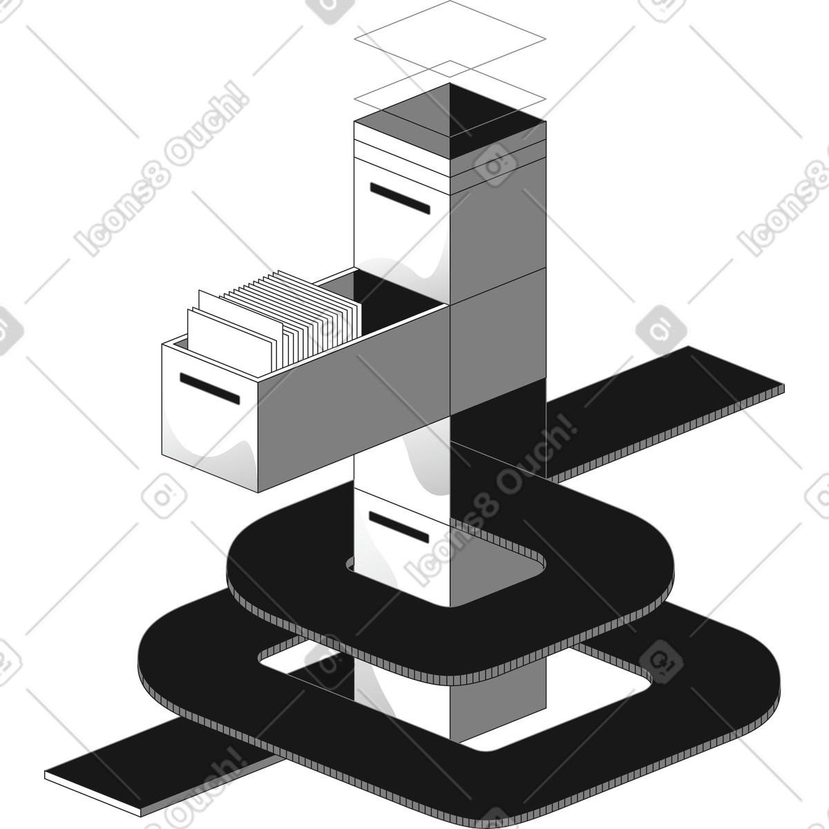 Ilustración Archive without wire en estilo Futuristic a descargar en PNG y SVG