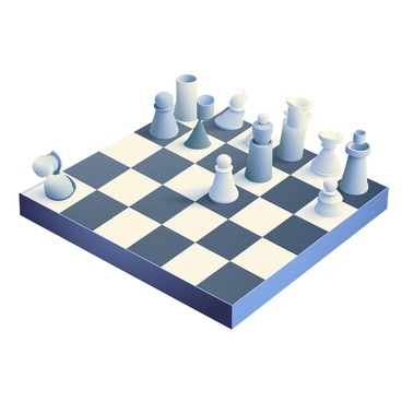 A chessboard made of 3D boxes, with pieces also shaped as boxes