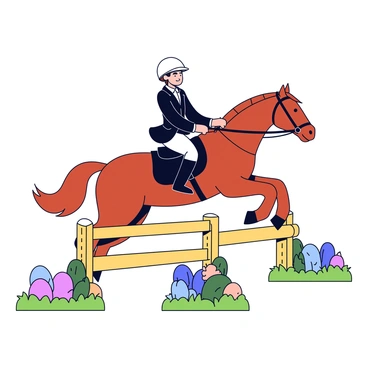 A horse with a shiny chestnut coat is leaping gracefully over a tall wooden jump. The rider, clad in a fitted black riding jacket and a bright white helmet, is skillfully positioned in the saddle. The horse's mane flows elegantly in the air as it clears the fence, which is decorated with colorful flowers on either side. The ground below is a well-maintained grass field, with a few spectators watching nearby.