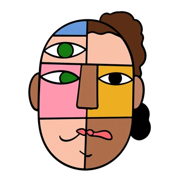 A collage featuring a variety of facial components assembled to create a unique composite face. The collage includes different eyes, showcasing various colors and shapes, such as almond-shaped green eyes and round blue eyes. The nose section features a mix of straight and slightly curved noses, while the mouth area presents a blend of different lips, from full and pouty to thin and straight. The skin tones vary throughout the collage, representing a diverse array of ethnicities. The background is a soft gradient, enhancing the focus on the composite face created by the distinct facial parts.