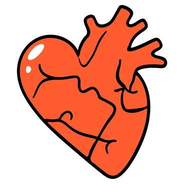 A heart with visible scars is depicted, showcasing the texture and details of the wounds. The heart is vibrant red, contrasting with the darker shades of the scars that traverse its surface. Each scar varies in size and shape, indicating the history of past wounds. The background is simple to emphasize the heart's features and the story it tells through its scars. Light reflects off the heart’s surface, highlighting its three-dimensional form.