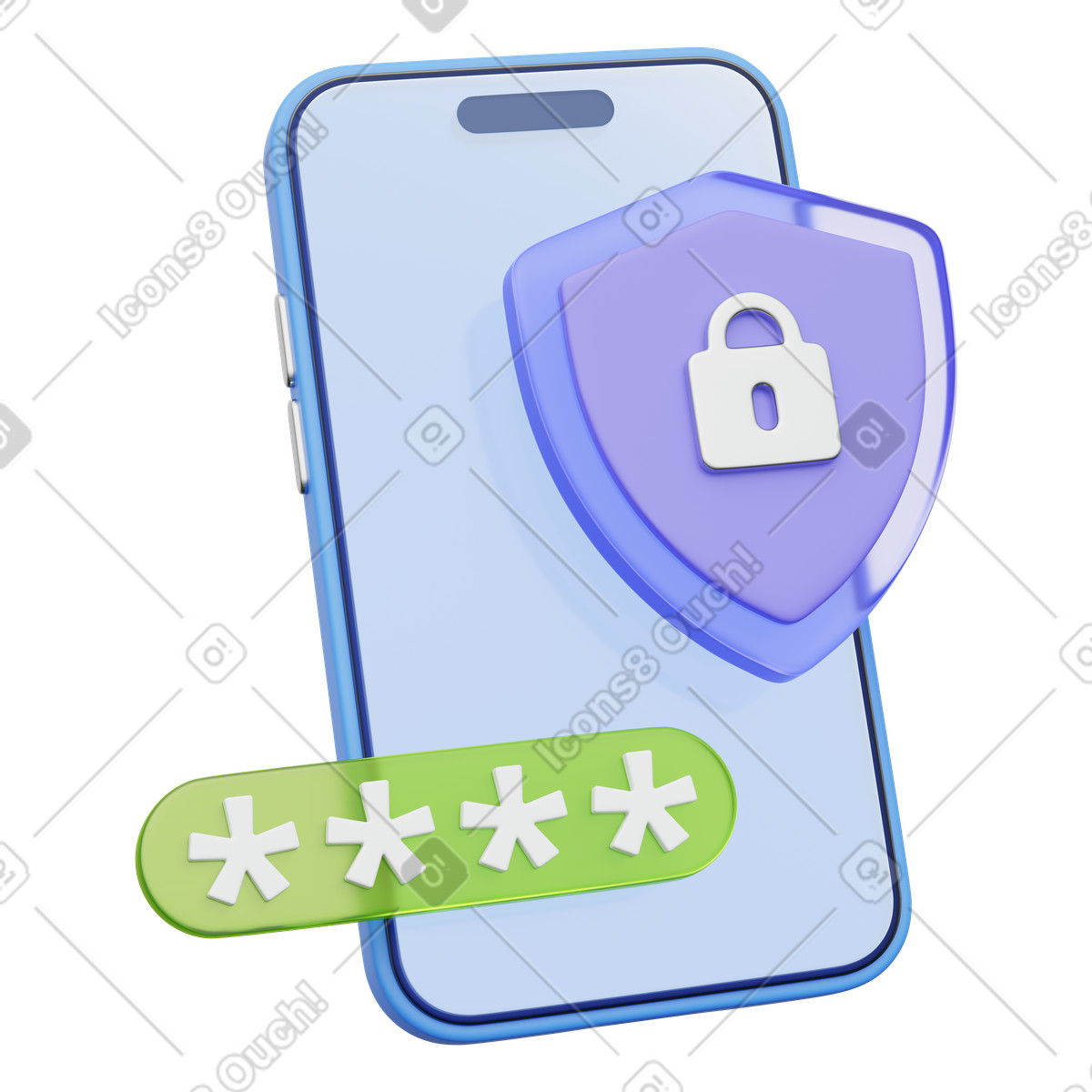 Ilustração de Mobile data security, Account protection, Smartphone with shield and password em no estilo 3D Playful para baixar em PNG, SVG
