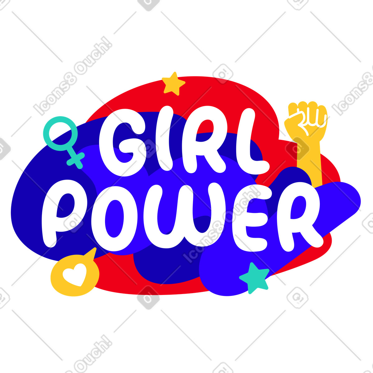 Lettere di potere della ragazza illustrazione in stile Rocky scarica in PNG, SVG