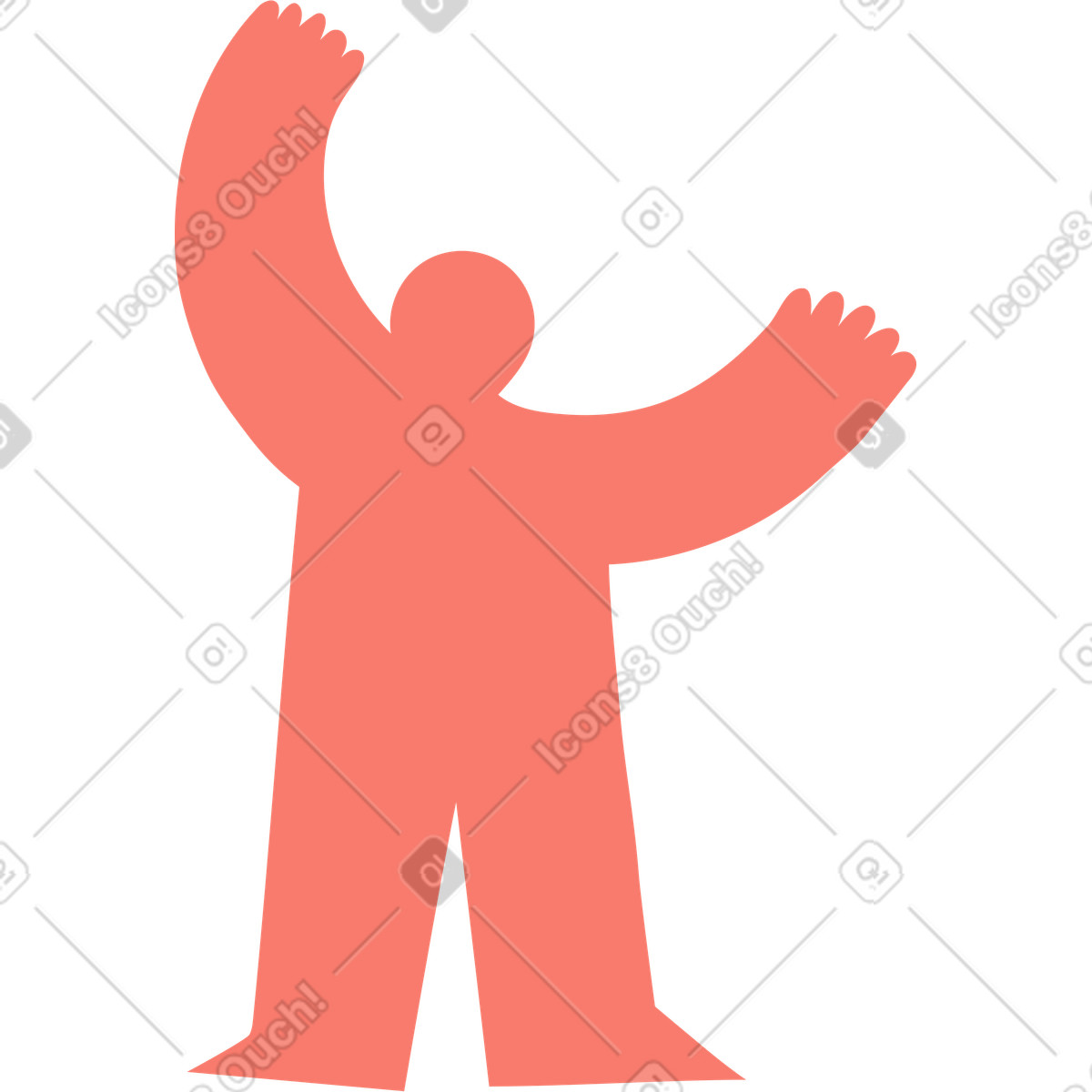 Bold People スタイルの Character silhouette standing upright with raised arms celebratory pose のイラストをPNG、SVG形式でダウンロード