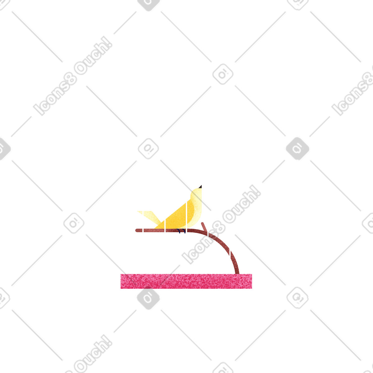 Yellow bird in a cage-Illustration im Willowy-Stil als Download PNG, SVG