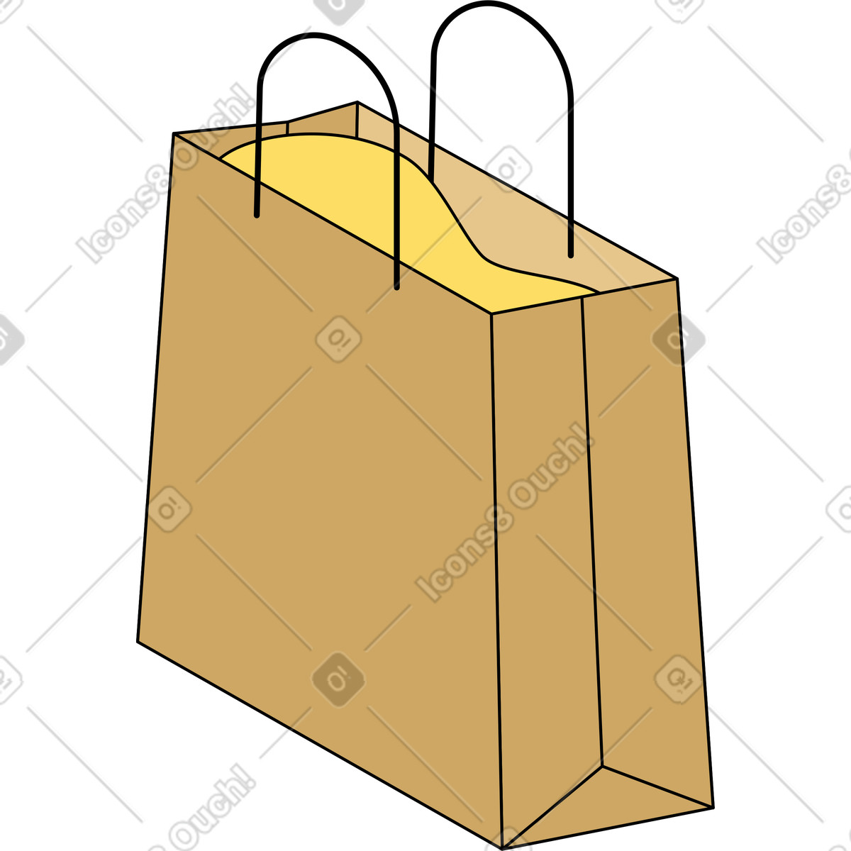 Shopping bag di carta illustrazione in stile Kindy scarica in PNG, SVG