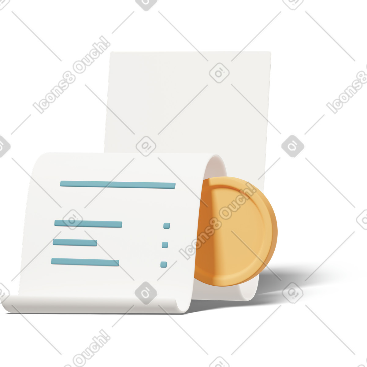 Cash receipt and coin illustration featuring detailed clipart in PNG, SVG, GIF
