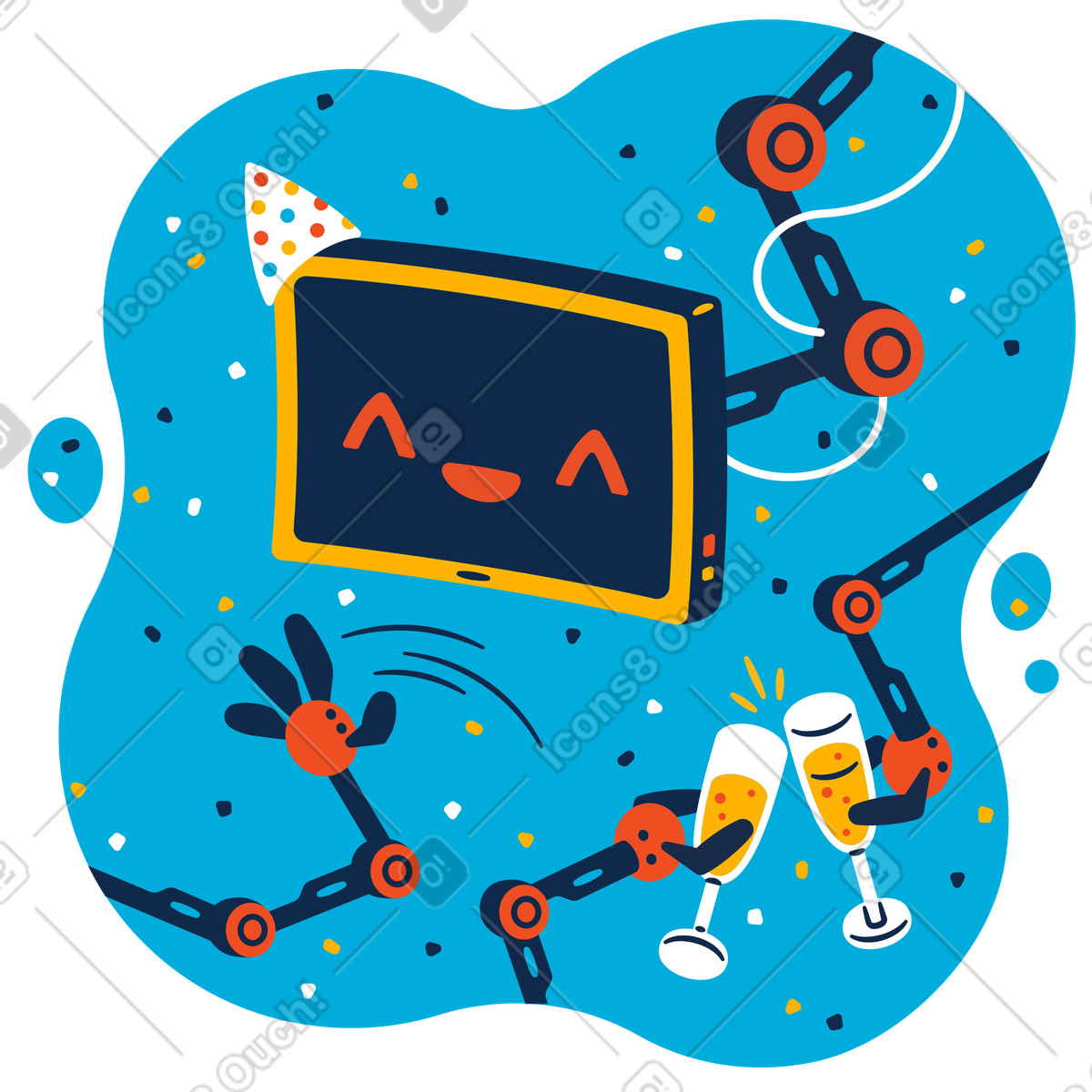 Party with an artificial intelligence illustration in PNG, SVG