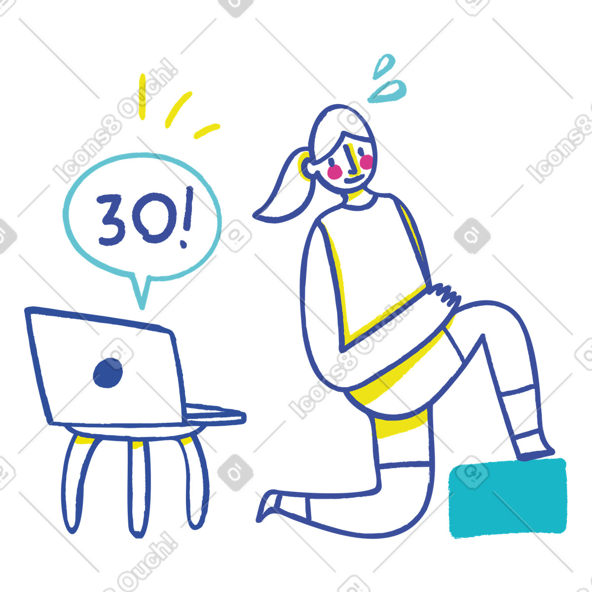 Ilustración Mujer haciendo ejercicio con video de entrenamiento en línea estilo Lime a descargar PNG y SVG