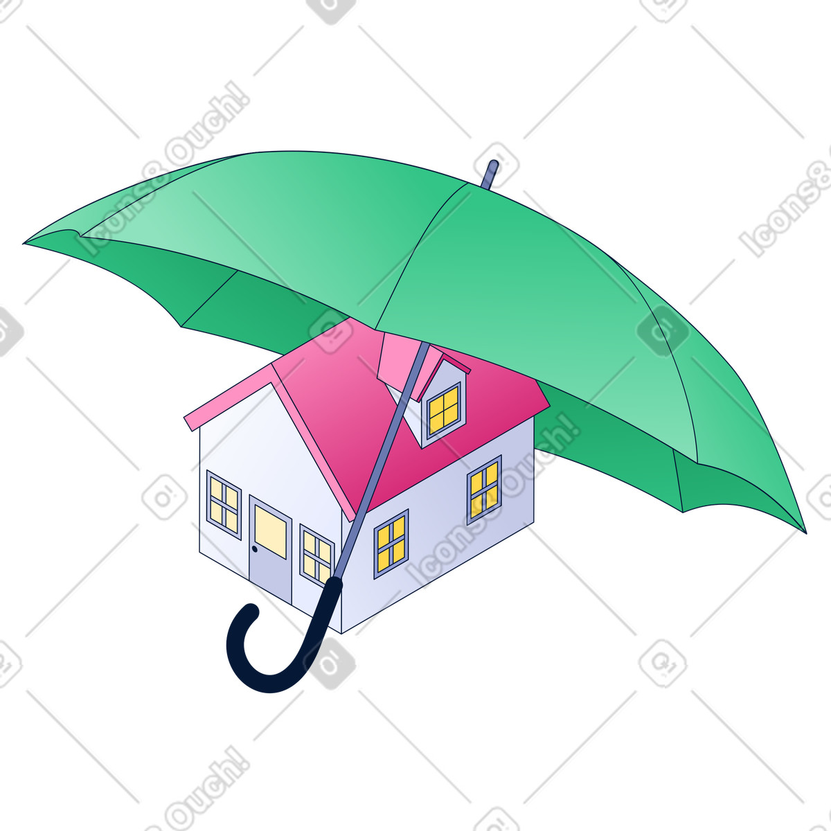 Ilustración Seguro de casa o propiedad en estilo Neat a descargar en PNG y SVG