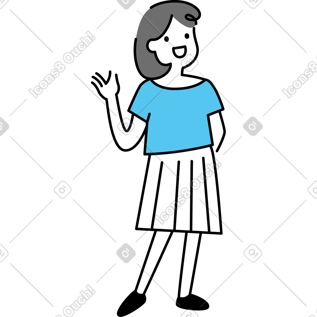 Ilustração de Mulher feliz em no estilo Mochi para baixar em PNG, SVG