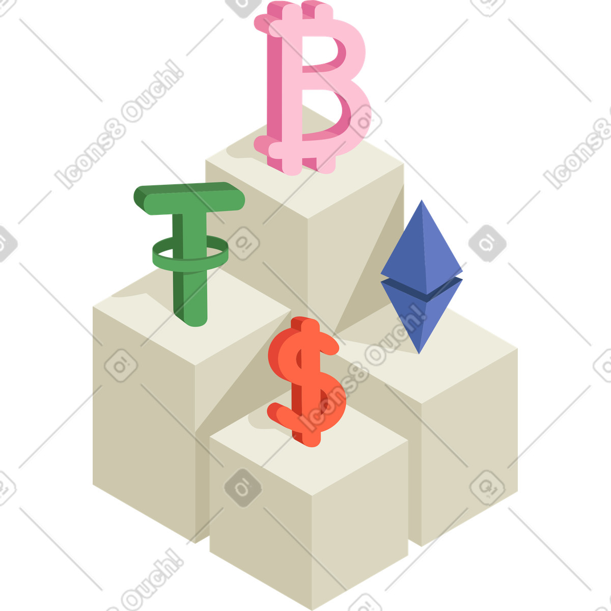 Cryptocurrencies illustration in PNG, SVG