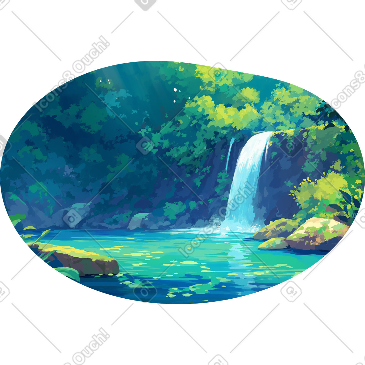 Waterfall background illustration in Scenes style download in PNG, SVG