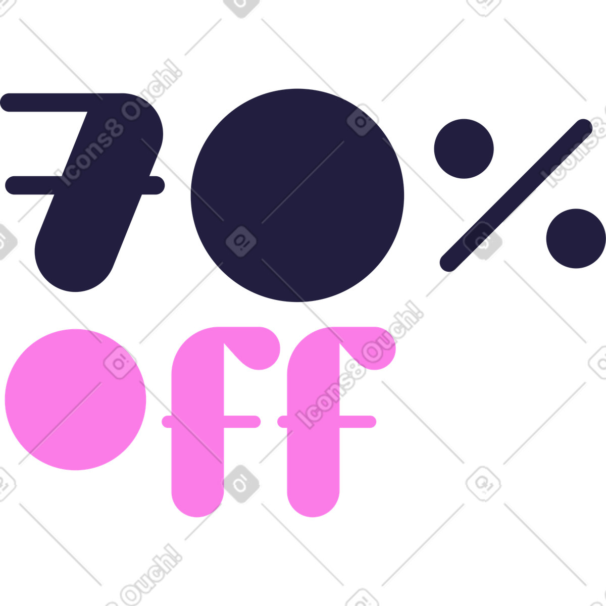 Settanta per cento di sconto illustrazione in stile Mellow scarica in PNG, SVG