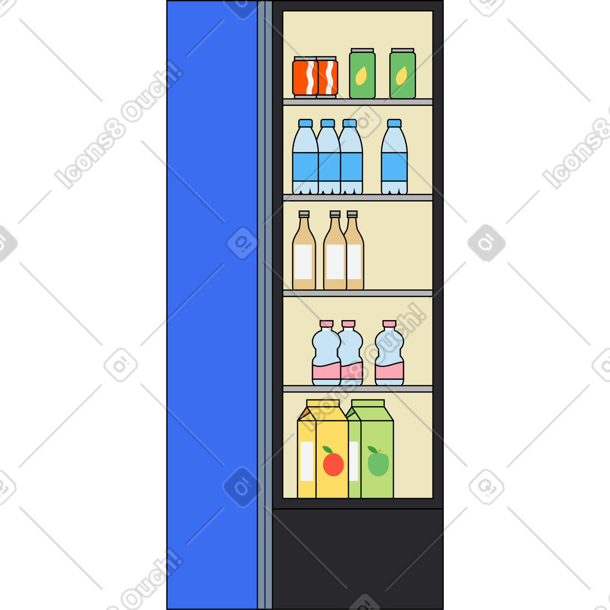 Frigorifero per bevande illustrazione in stile Kindy scarica in PNG, SVG