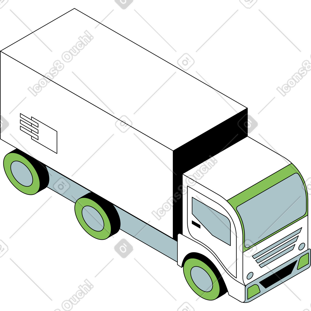 Frachtfahrzeug-Illustration im Isometric-Stil als Download in PNG, SVG