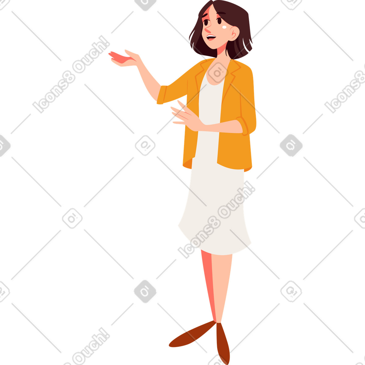 Ilustração de Menina em um vestido branco e jaqueta amarela no estilo Vivid para baixar PNG, SVG