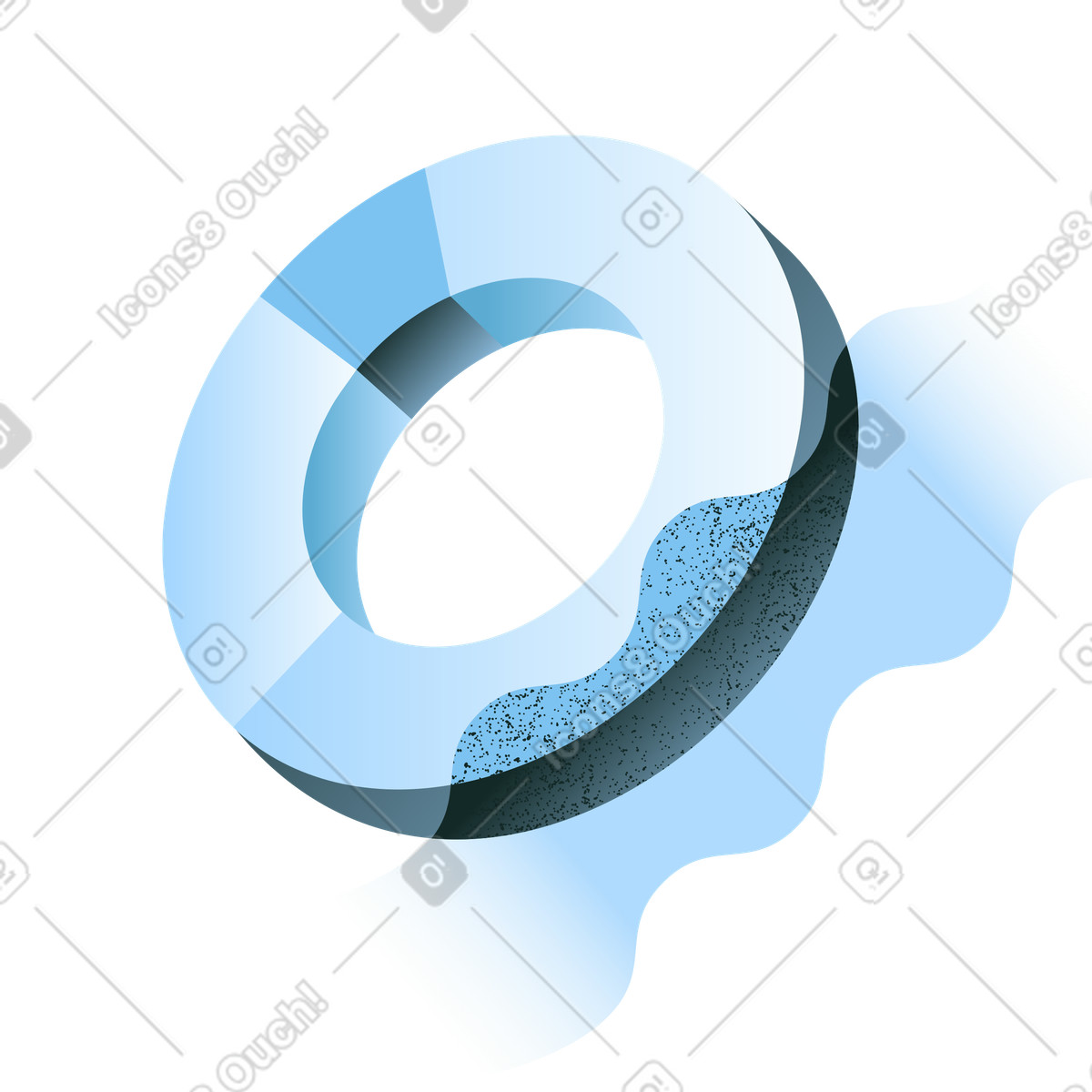 Data analytics blue donut chart with segments and wave pattern illustration in Concept style download in PNG, SVG