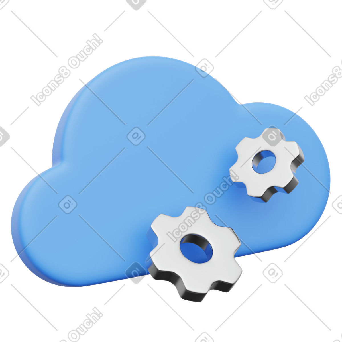 Ilustração de Cloud service management with technical settings gears em no estilo 3D Playful para baixar em PNG, SVG