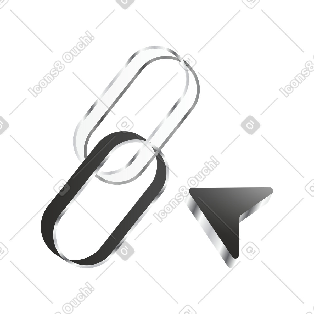 Cursor arrow with chain link symbol, Hyperlink icon for UI and web illustration in Token style download in PNG, SVG