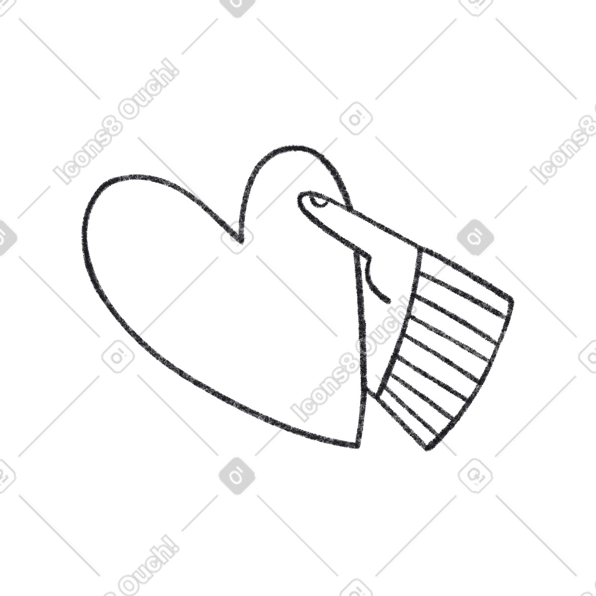Hand holds the heart-Illustration im Bonbon Line-Stil als Download in PNG, SVG