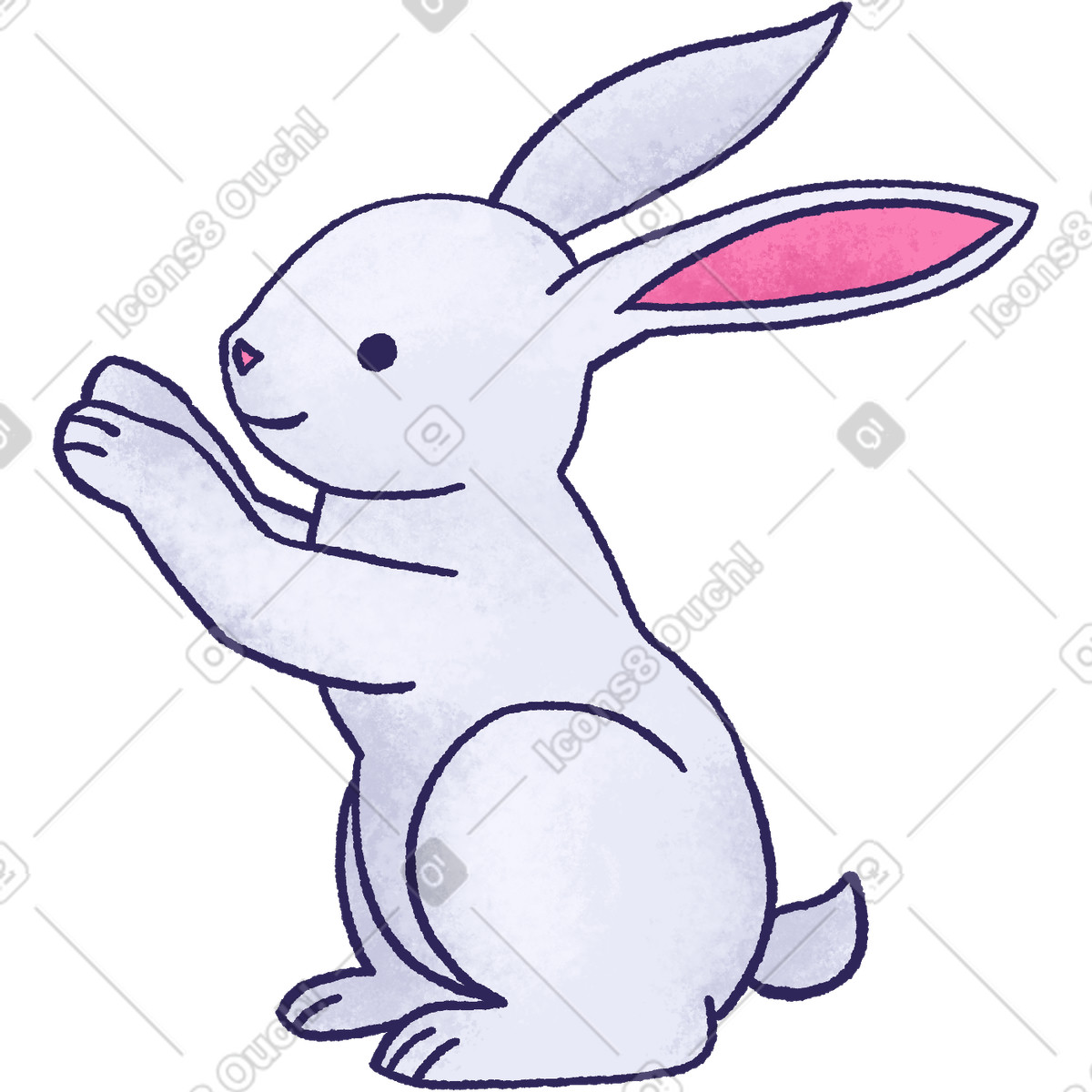 Gray rabbit illustration in Hue style download in PNG, SVG