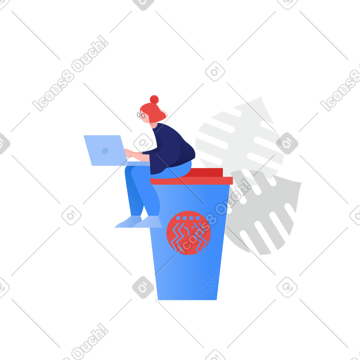 Lavorando al computer con il caffè illustrazione in stile Clip scarica in PNG, SVG