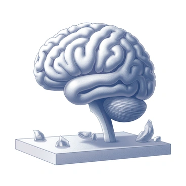 A frozen brain sculpted out of ice with intricate detail