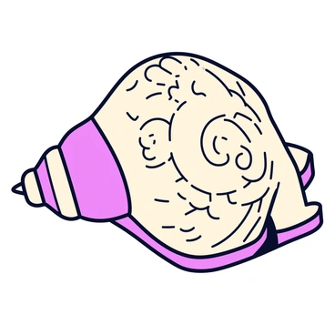 A close-up view of a conch shell with intricate carvings on its surface. The shell exhibits detailed patterns and textures, with swirls and ridges that enhance its decorative appeal. The colors of the shell include soft pinks and creamy whites, creating a natural elegance. The shell is positioned on a smooth wooden surface, which adds contrast to the image.