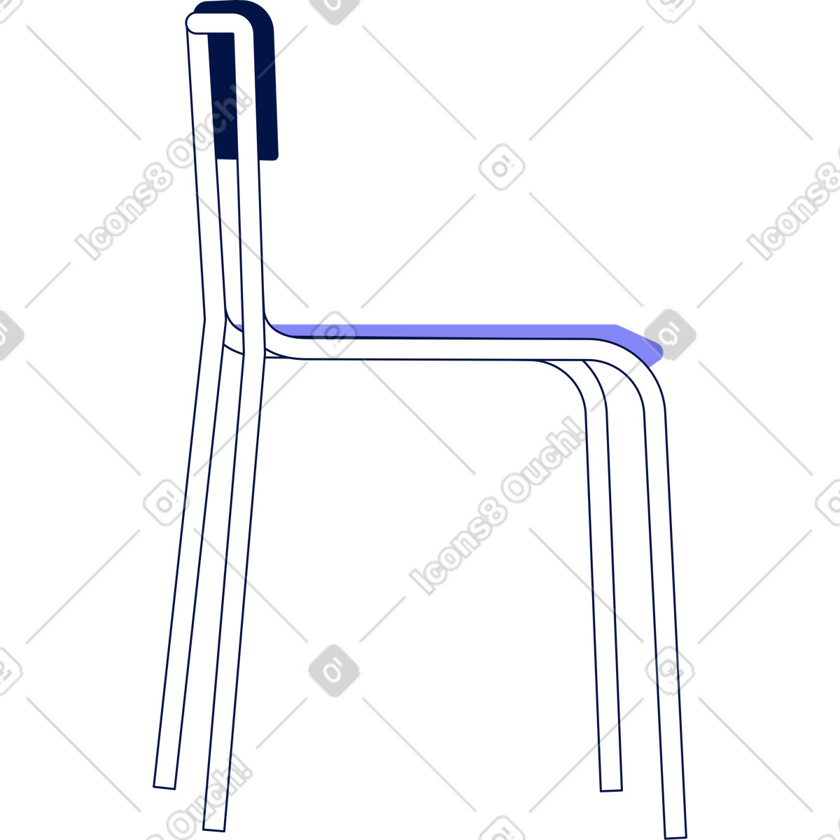 Minimalist dining chair with straight backrest illustration in Glow style download in PNG, SVG