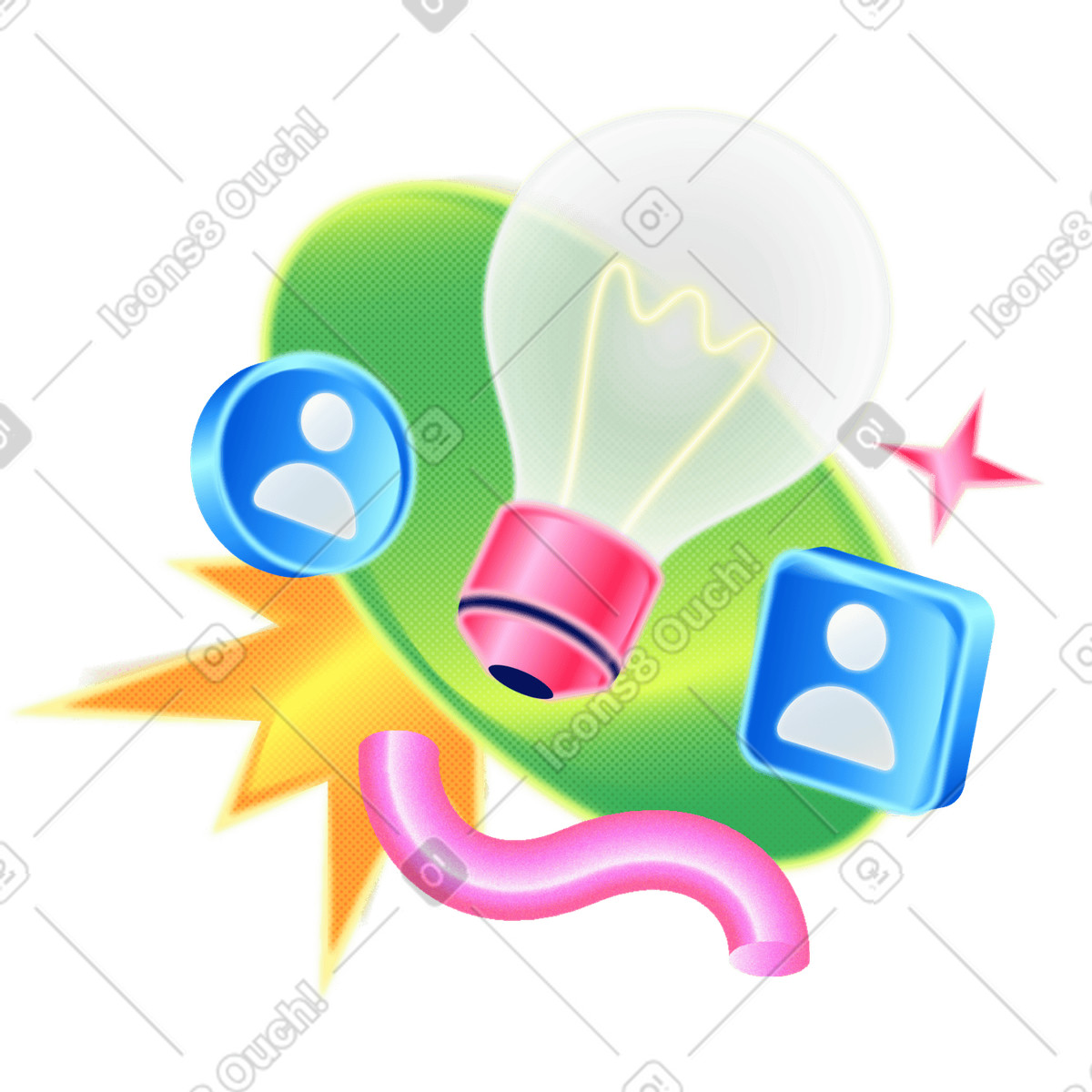 Team work and brainstorming illustration in PNG, SVG