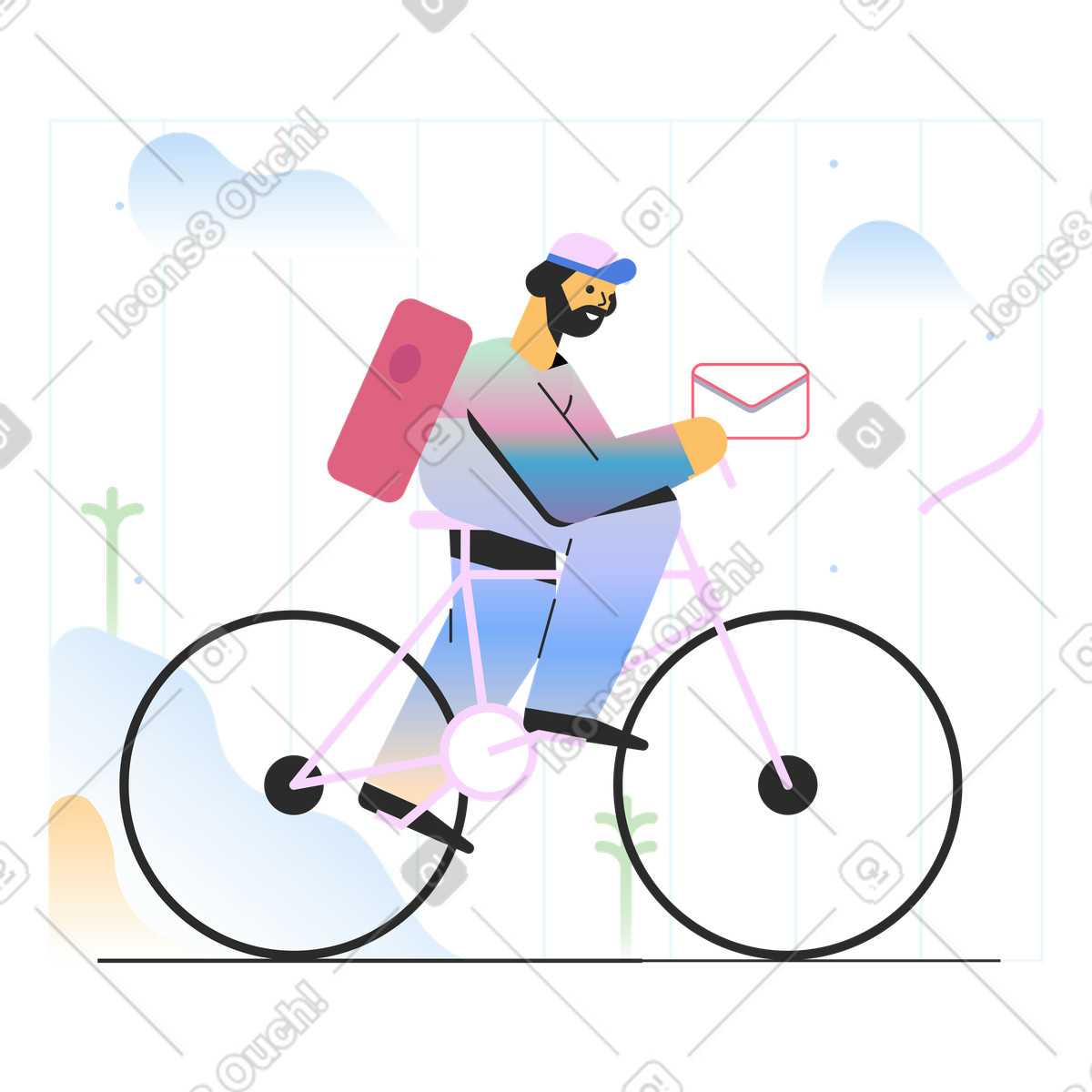 Marginalia スタイルの Delivering a message のイラストをPNG、SVG形式でダウンロード