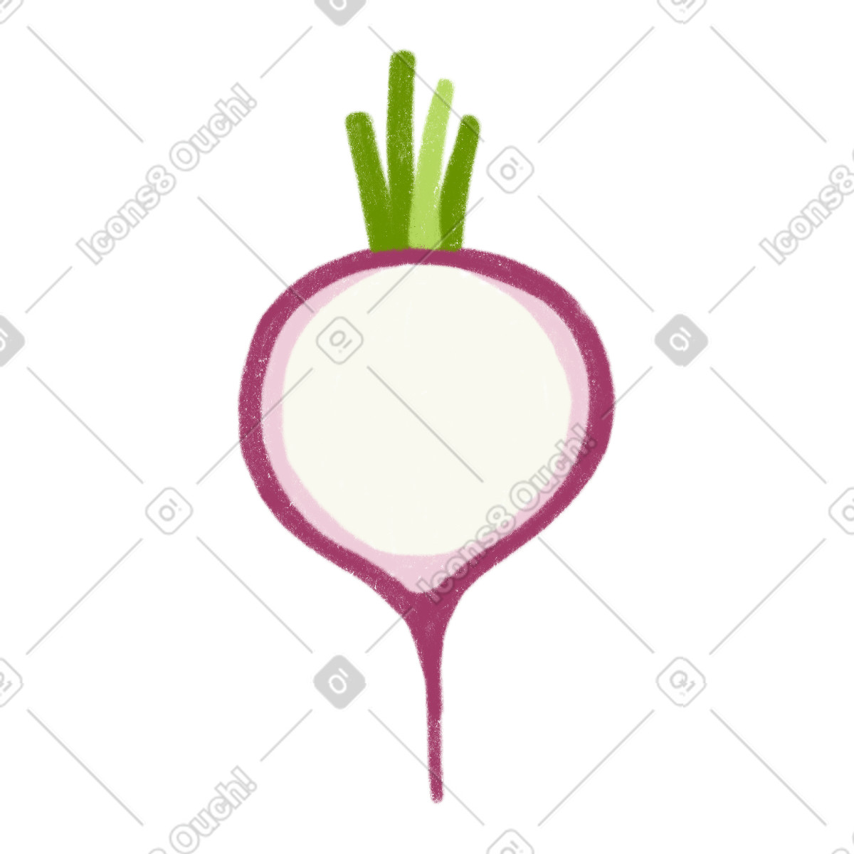 Ilustración Radish half en estilo Cozy a descargar en PNG y SVG